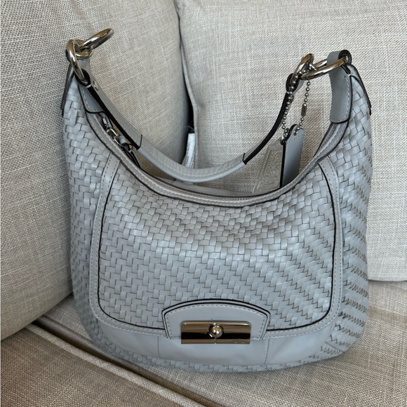 Coach Kristen Hobo shoulder bag woven leather like new - Picture 15 of 17